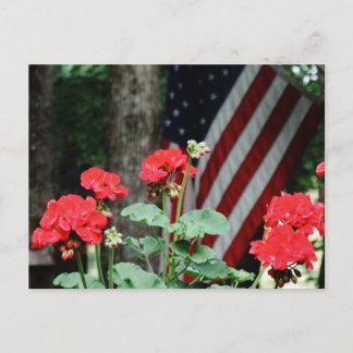 Blume und Fahne Rot, Weiß und Blau Postkarte