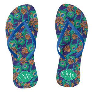 Blume und Federn Monogramm Flip Flops