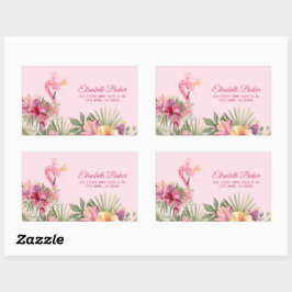 Blume und Flamingo Rechteckiger Aufkleber