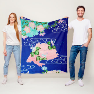 Blume und fließendes Wasser, japanisches Design Fleecedecke