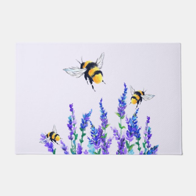 Blume und Flying Bees Doormat Spring Fußmatte (Vorderseite)