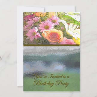 Blume und Fog Birthday Party Einladung