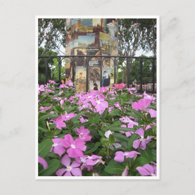 Blume und französische Poster Postkarte (Vorderseite)