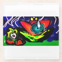 Blume und Frosch im Frühjahr Glasuntersetzer