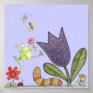 Blume und Frosch Poster