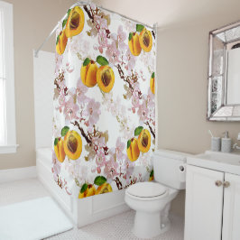 Blume und Früchte von Aprikosen. Duschvorhang