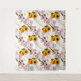 Blume und Früchte von Aprikosen. Wandteppich