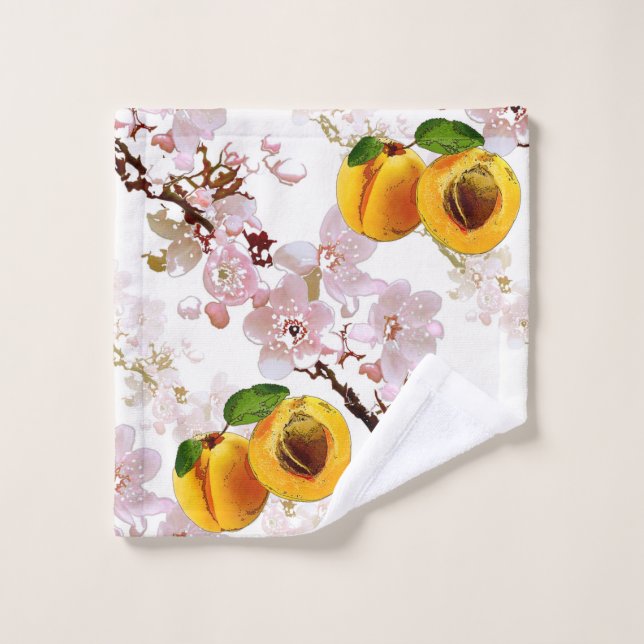 Blume und Früchte von Aprikosen. Waschlappen (Waschlappen)