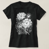 Blume und Geflügel Weißer T - Shirt