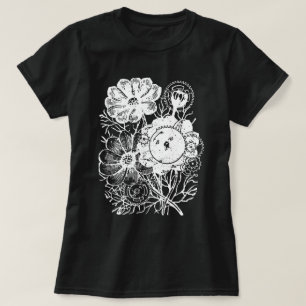 Blume und Geflügel Weißer T - Shirt