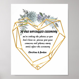 Blume und geometrisches Herz für Hochzeitsfeier Poster