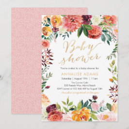 Blume und Golddusche Einladung