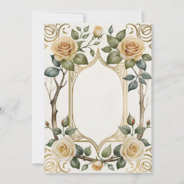 Blume und Goldrahmen Einladung