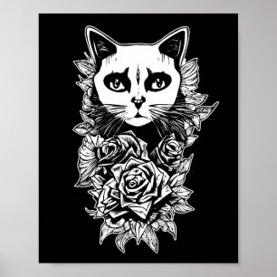Blume und Gothic Cat Poster