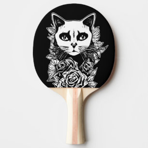 Blume und Gothic Cat Tischtennis Schläger