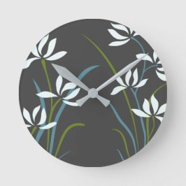 Blume und Gras Runde Wanduhr