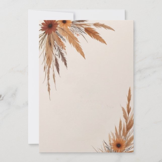 Blume und Gräser unbedruckt Einladung (Vorderseite)
