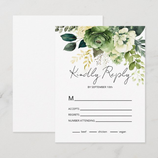 Blume und Grünanlagen RSVP Karte (Vorne/Hinten)