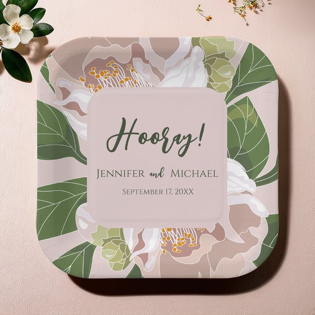 Blume und Grüne Ristorante La Lanchetta Pappteller (Lush Flower and Greenery Elegant Wedding Paper Plates)