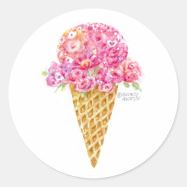 Blume und Hearts Eiscreme-Kronenkleber Runder Aufkleber