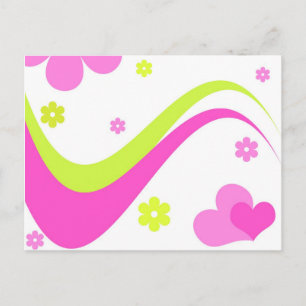 Blume und Herzen - Postkarte