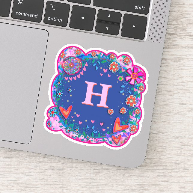 Blume und Herzens Boho Trendy Initiativ Inspirivit Aufkleber (Detail)