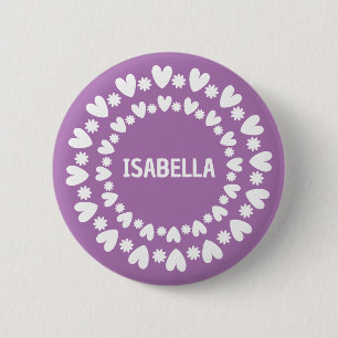 Blume und Herzname Button