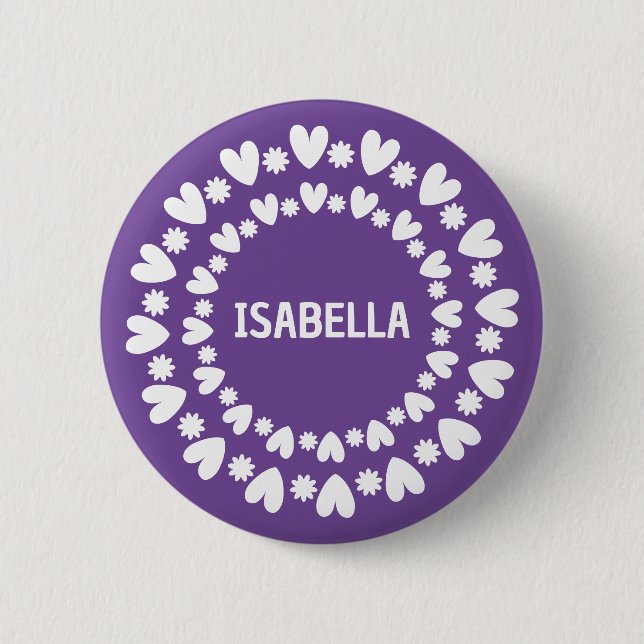 Blume und Herzname Button (Vorderseite)