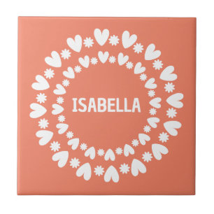 Blume und Herzname Fliese