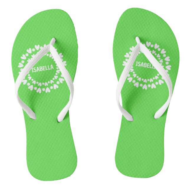 Blume und Herzname Flip Flops (Fußbett)