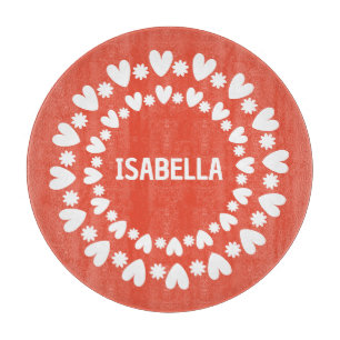 Blume und Herzname Schneidebrett