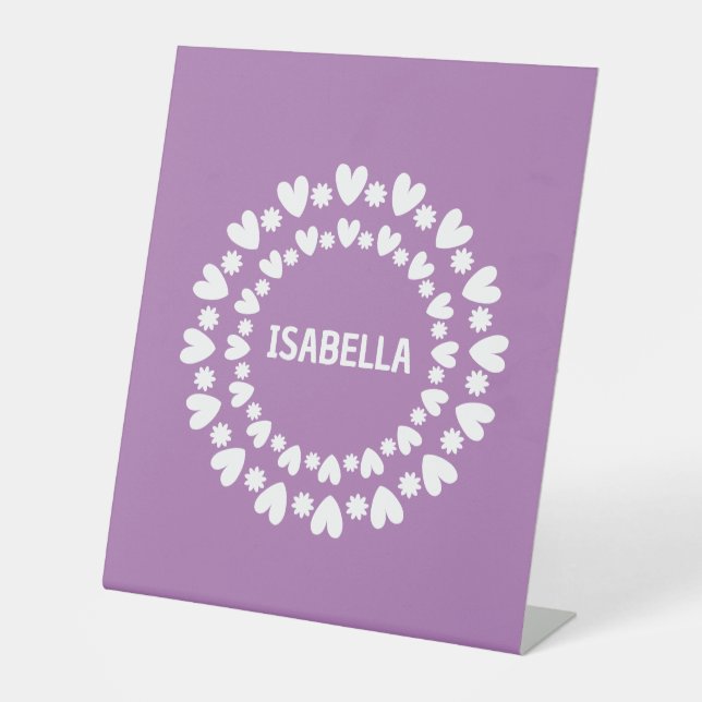 Blume und Herzname Sockelschild (Vorderseite)