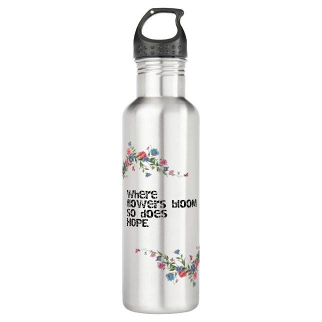 Blume und Hoffnungsdesign Edelstahlflasche (Vorderseite)