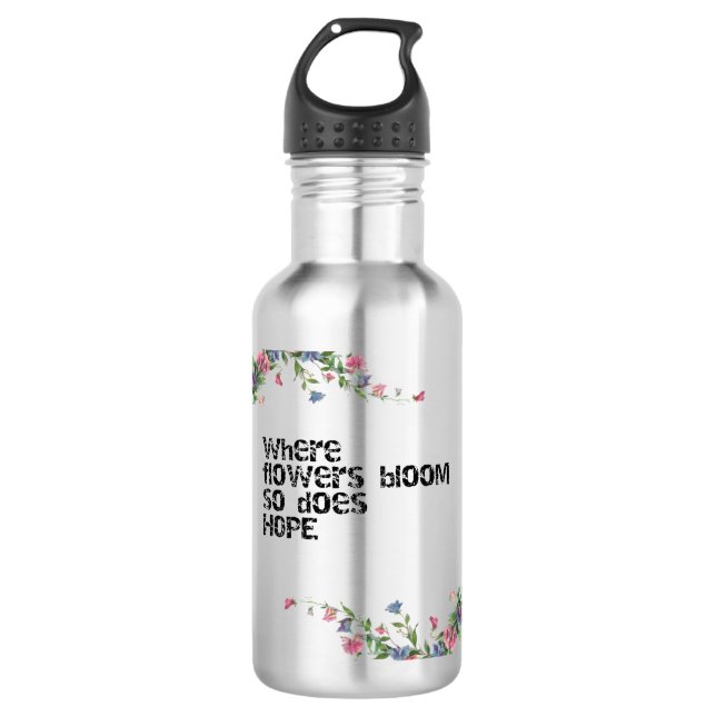 Blume und Hoffnungsdesign Edelstahlflasche (Vorderseite)