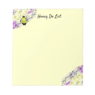 Blume und Honig für Bienen Liste Notepad Notizblock