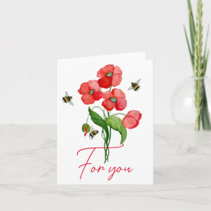 Blume und Hummeln aus Scharlachrot
