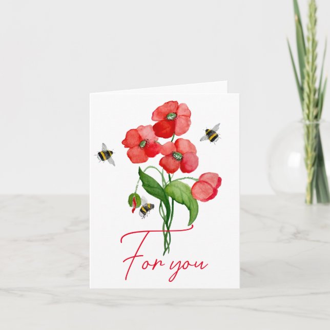 Blume und Hummeln aus Scharlachrot (Vorderseite)