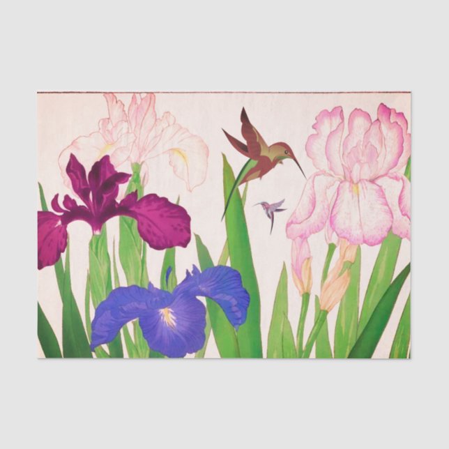 Blume und Hummingbirds-Gewebe Seidenpapier (Vorderseite)
