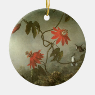 Blume und Hummingbirds von Martin J Heade Keramik Ornament