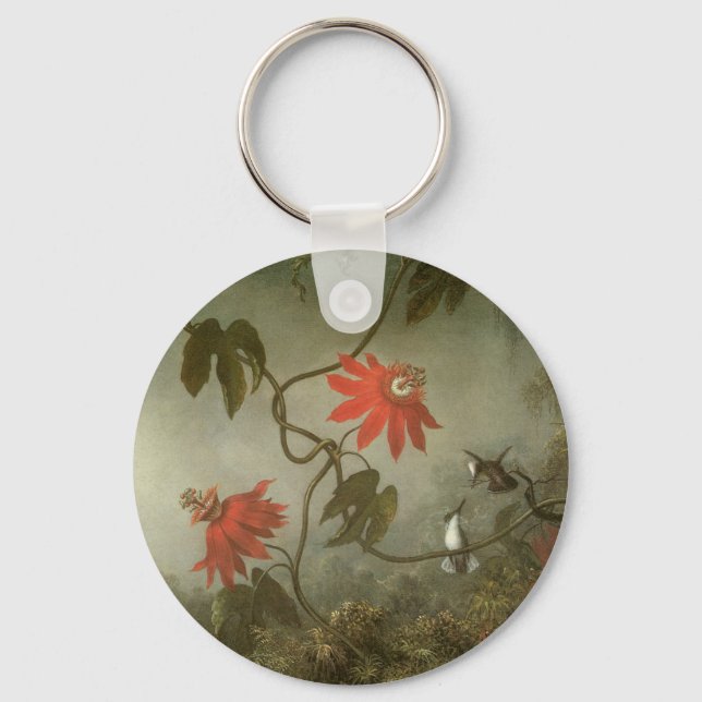 Blume und Hummingbirds von Martin J Heade Schlüsselanhänger (Vorderseite)