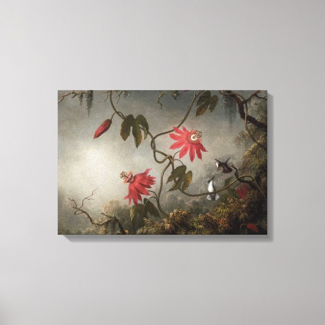 Blume und Hummingvögel von Martin Heade Leinwanddruck (Vorderseite)