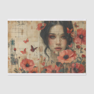 Blume und junge Frauen Seidenpapier