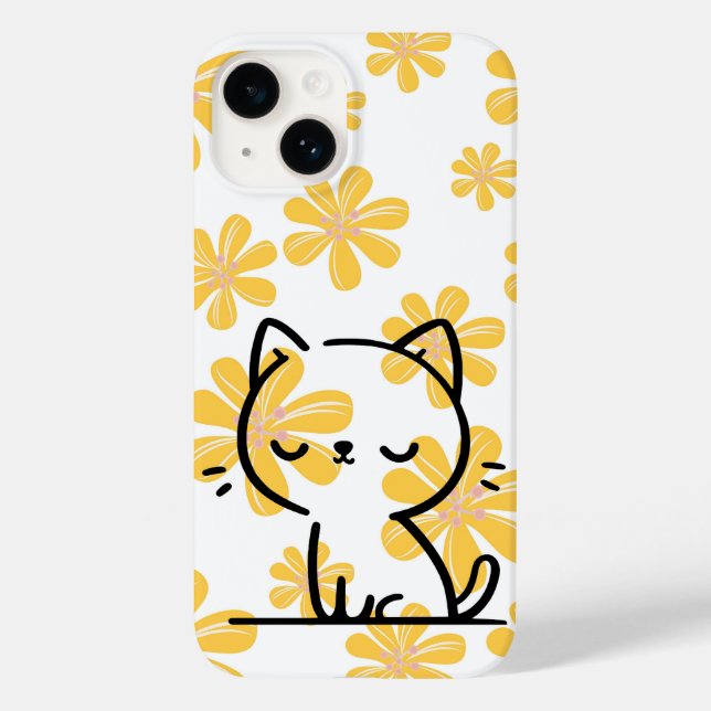 Blume und Katzen Case-Mate iPhone 14 Hülle (Rückseite)