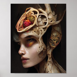 Blume und Knochen Surreal Gothasy Fantasy Art Post Poster