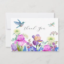 Blume und Kolibris Wasserfarbe Vielen Dank Dankeskarte