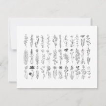 Blume und Kräuter Tinte Zeichn Dankeschön Karte