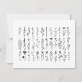 Blume und Kräuter Tinte Zeichn Dankeschön Karte