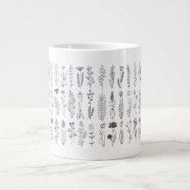 Blume und Kräuter-Tinte Zeichnend Jumbo-Tasse