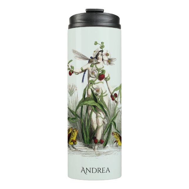 Blume und Kreaturen Individuelle Name Thermosbecher (Vorderseite)