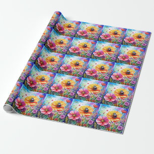 Blume und Ladybugs Geschenkpapier